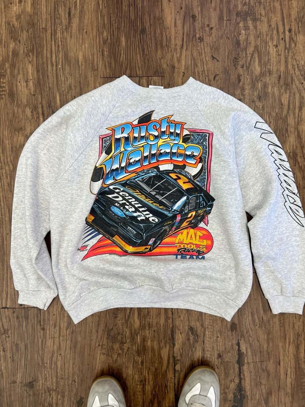 Vintage 90s Rusty Wallace Nascar Miller Genuine Draft Mac Tools Racing Team Swea